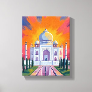 Lienzo Atardecer acuarela Taj Mahal India Viajes