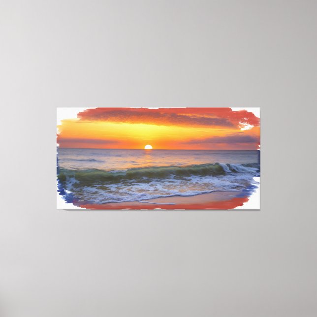 Lienzo Atardecer artístico sobre el océano (Anverso)