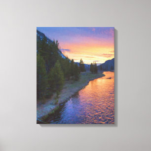 Lienzo Atardecer del río Madison