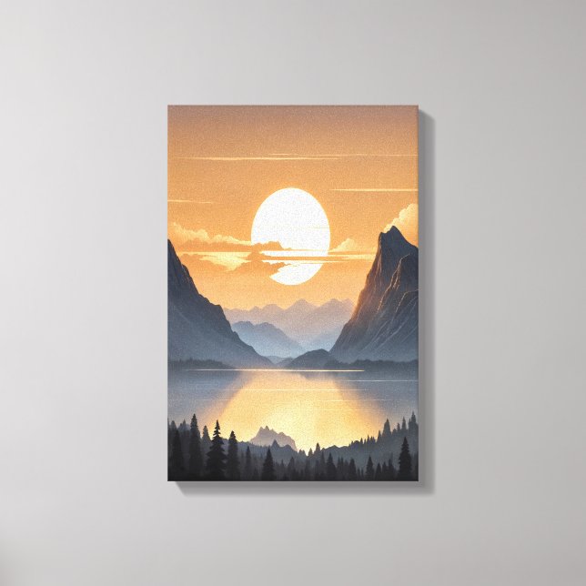Lienzo Atardecer Dorado sobre el majestuoso paisaje monta (Anverso)