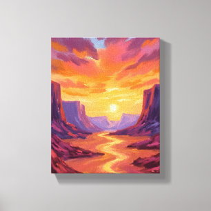 Lienzo Atardecer en el Cañón del Desierto   Pintura Amari