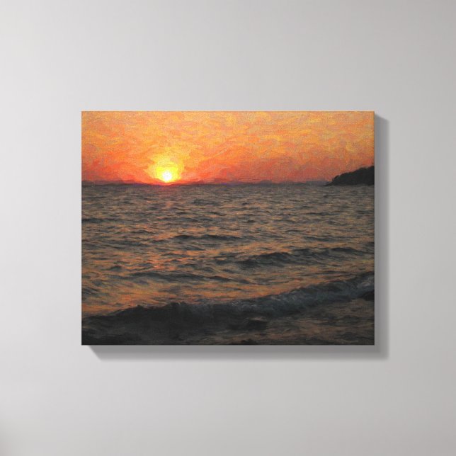 Lienzo Atardecer en el lago Yellowstone (Anverso)