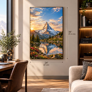 Lienzo Atardecer en el Matterhorn Suiza. Alpino Cinematog