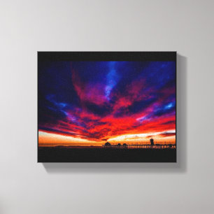 Lienzo Atardecer en el muelle, Huntington Beach, CA