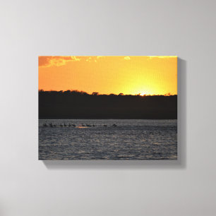 Lienzo Atardecer en el río