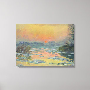 Lienzo Atardecer en el río Sena en invierno (Claude Monet
