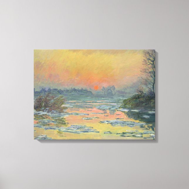 Lienzo Atardecer en el río Sena en invierno (Claude Monet (Anverso)