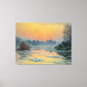 Lienzo Atardecer en el Sena en invierno