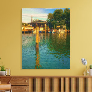 Lienzo Atardecer en el viejo agujero de agua