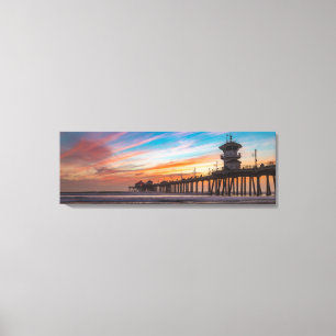 Lienzo Atardecer en Huntington Beach Pier en California
