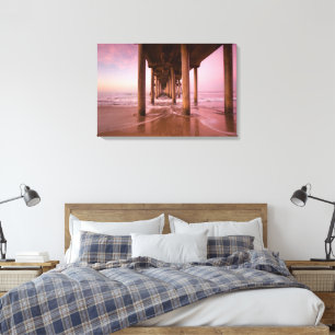 Lienzo Atardecer en Huntington Beach Pier (Lienzo)