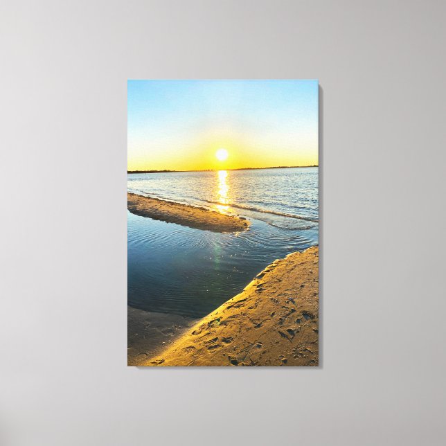 Lienzo Atardecer en Jones Beach Playa NY (Anverso)