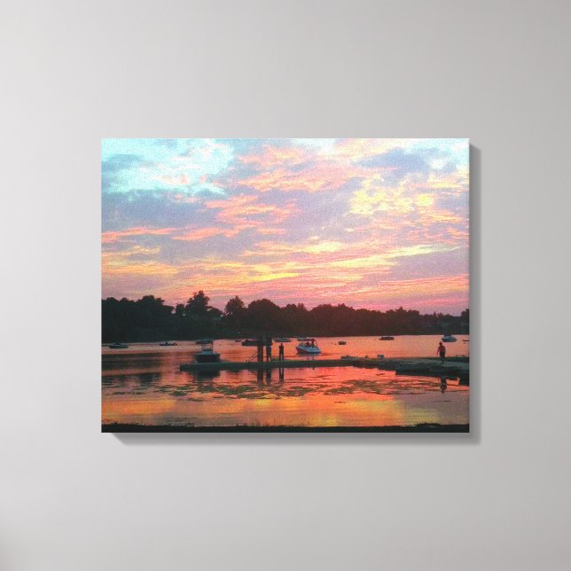Lienzo Atardecer en la cala (Anverso)
