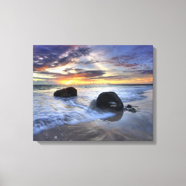 Lienzo Atardecer En La Playa De Kedonganan (Anverso)