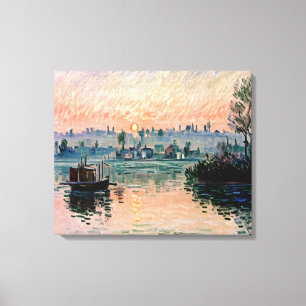 Lienzo Atardecer en Lavacourt (1) Un resplandor nocturno 