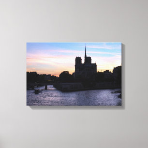 Lienzo Atardecer en Notre Dame de París