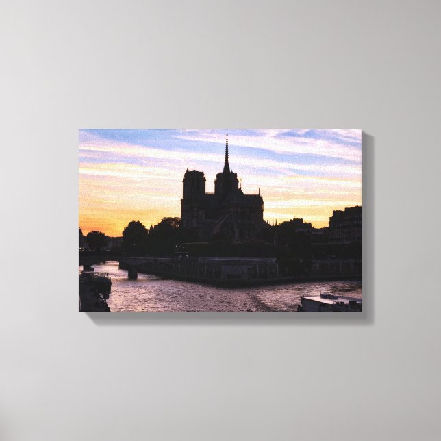 Lienzo Atardecer en Notre Dame de París (Anverso)