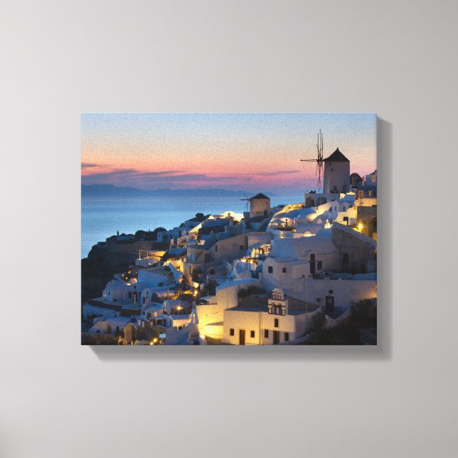 Lienzo Atardecer en Oia Grecia (Anverso)