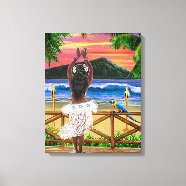 Lienzo ATARDECER HULA Hawaiano (Anverso)