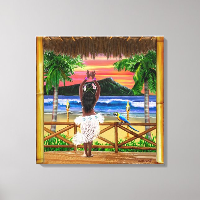 Lienzo ATARDECER HULA Hawaiano (Anverso)