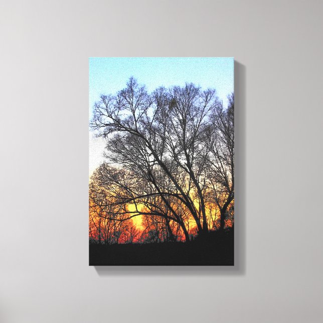 Lienzo Atardecer Por Los Árboles (Anverso)
