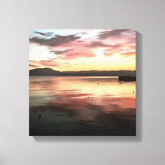Lienzo Atardecer Reflejado En La Pintura Del Lago Koycegi