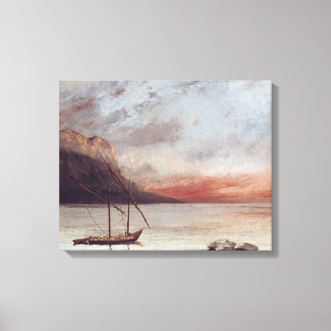 Lienzo Atardecer sobre el lago Leman, 1874 (Anverso)