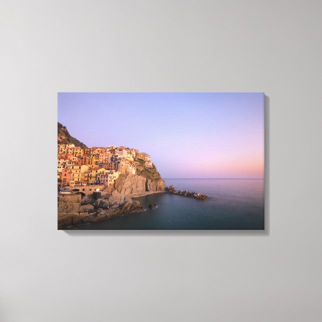 Lienzo Atardecer sobre el pueblo de Manarola en Cinque Te (Anverso)