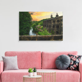 Lienzo Atardecer sobre el puente de Hawksclough, Mytholmr