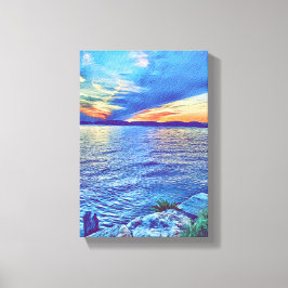 Lienzo Atardecer sobre el puente Tappan Zee en Nueva York