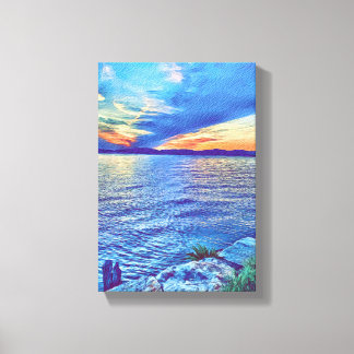 Lienzo Atardecer sobre el puente Tappan Zee en Nueva York