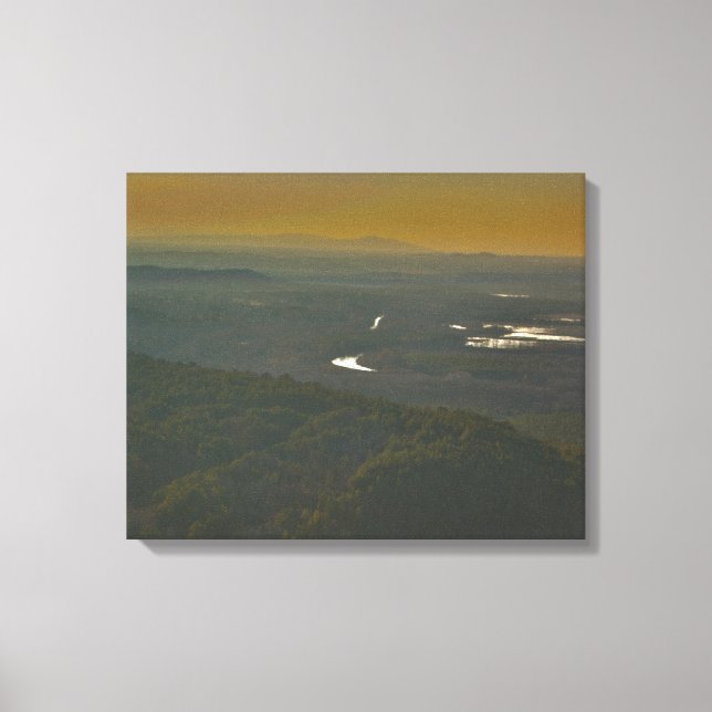 Lienzo Atardecer sobre el valle del río Petit Jean, Arkan (Anverso)