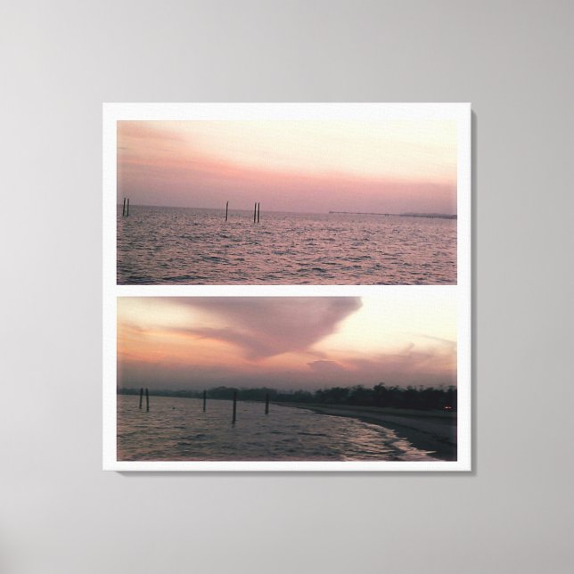 Lienzo Atardecer sobre la bahía (Anverso)