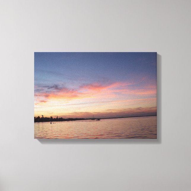 Lienzo Atardecer sobre la bahía de Florida, Key Largo FL (Anverso)