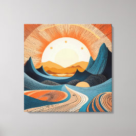 Lienzo Atardecer surrealista abstracto del desierto