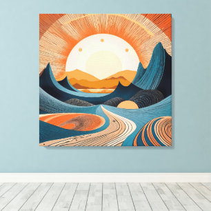 Lienzo Atardecer surrealista abstracto del desierto