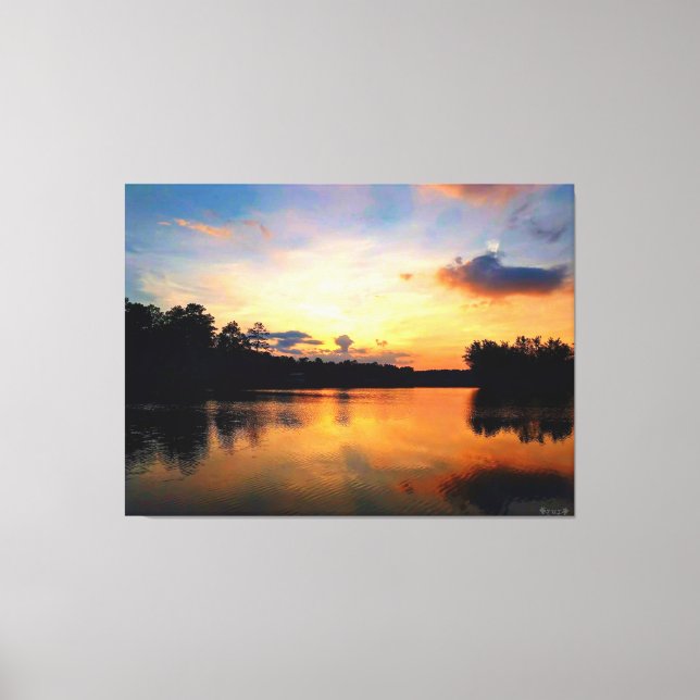 Lienzo Atardecer Tranquilo junto al Lago (Anverso)