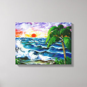 Lienzo Atardecer tropical,