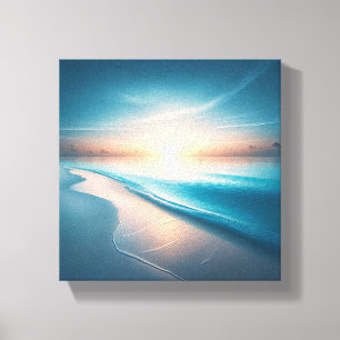 Lienzo Atardecer tropical minimalista sobre turquesa calm