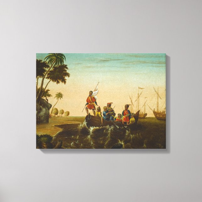 Lienzo Aterrizaje de Colón, c.1837 (aceite sobre lienzo) (Anverso)