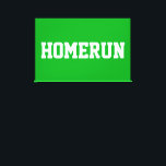 Lienzo Athletic Bright Green Sporty White HOMERUN Text<br><div class="desc">This sporty baseball design features white athletic HOMERUN text against bright summer green background.</div>