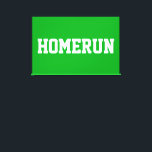 Lienzo Athletic Bright Green Sporty White HOMERUN Text<br><div class="desc">This sporty baseball design features white athletic HOMERUN text against bright summer green background.</div>