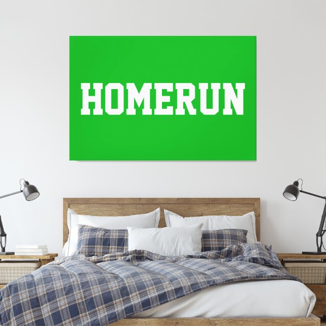 Lienzo Athletic Bright Green Sporty White HOMERUN Text  (Insitu(Dormitorio))
