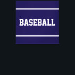 Lienzo Athletic Navy Blue White BASEBALL Text Stripes<br><div class="desc">This sporty bold design features white athletic BASEBALL text and stripes against navy blue background.  The colors and text in this design can be personalized.</div>
