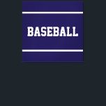Lienzo Athletic Navy Blue White BASEBALL Text Stripes<br><div class="desc">This sporty bold design features white athletic BASEBALL text and stripes against navy blue background.  The colors and text in this design can be personalized.</div>