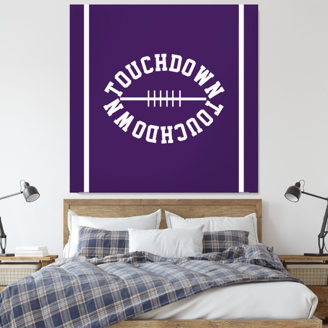 Lienzo Athletic TOUCHDOWN Text Stripes On Deep Purple (Insitu(Dormitorio))