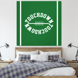 Lienzo Athletic TOUCHDOWN Text Stripes On Forest Green