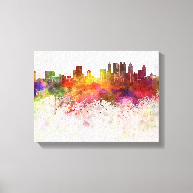 Lienzo Atlanta skyline in watercolor background (Anverso)
