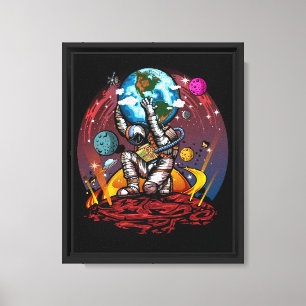 Lienzo Atlas Astronauta Sosteniendo la Tierra Marte Galax