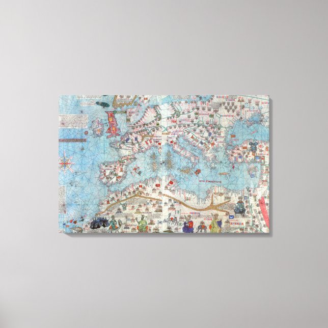 Lienzo Atlas Catalán: Detalle de África del Norte y Europ (Anverso)